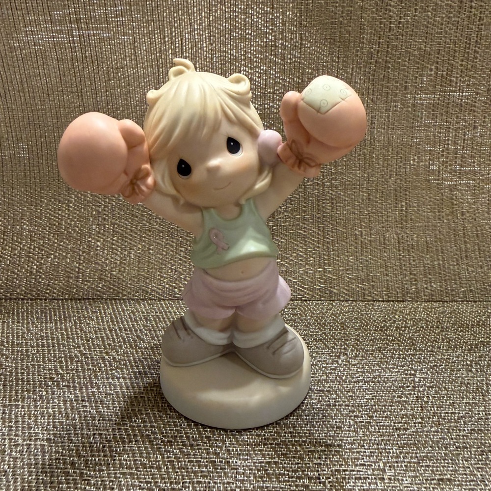 Precious Moments Pink Boxing Gloves Figurine with Cream Hair
